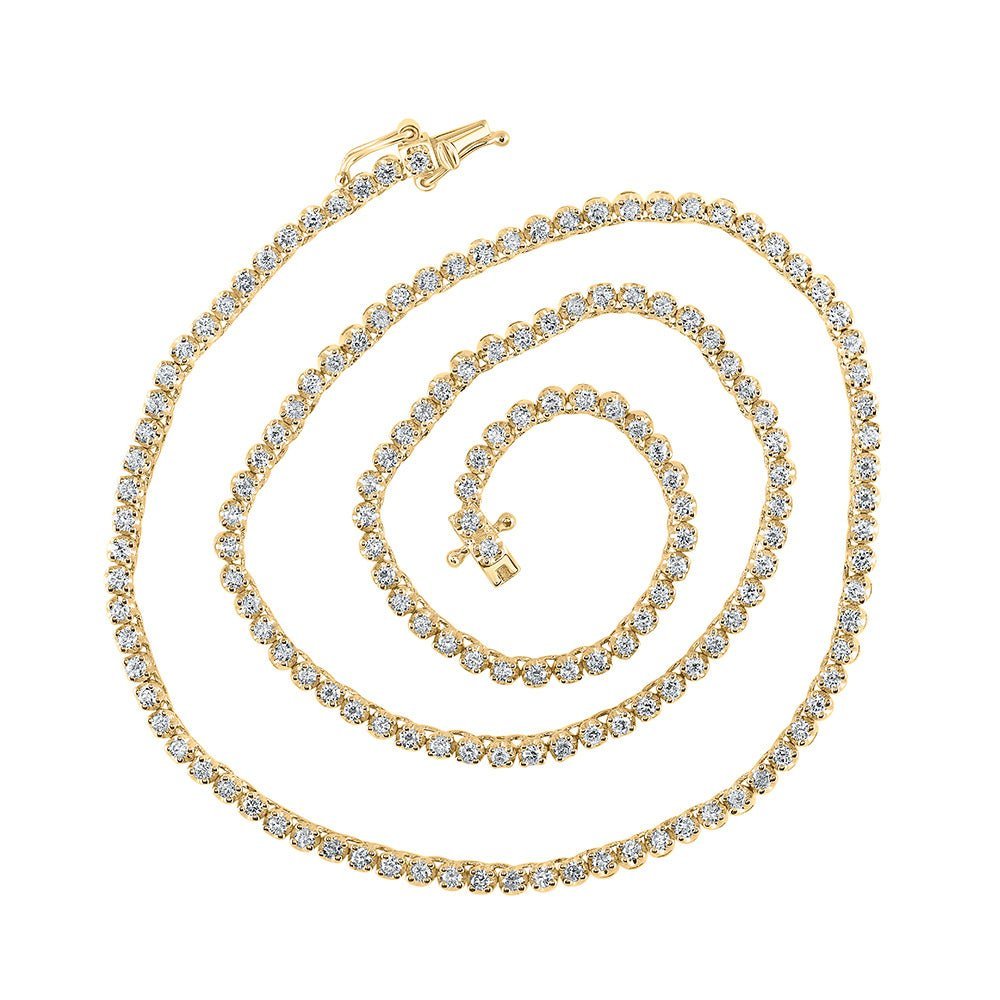 14kt Yellow Gold Men's Round Diamond Tennis Chain Necklace - 2 - 7/8 Ct.t.w. - Splendid Jewellery