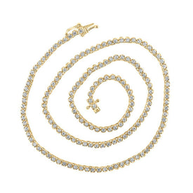 14kt Yellow Gold Men's Round Diamond Tennis Chain Necklace - 2 - 7/8 Ct.t.w. - Splendid Jewellery