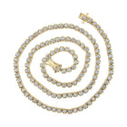 14kt Yellow Gold Men's Round Diamond Tennis Chain Necklace - 6.5 Cttw - Exquisite Brilliance - Splendid Jewellery