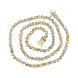 14kt Yellow Gold Men's Round Diamond Tennis Chain Necklace - 9 Cttw | Splendid Jewellery - Splendid Jewellery