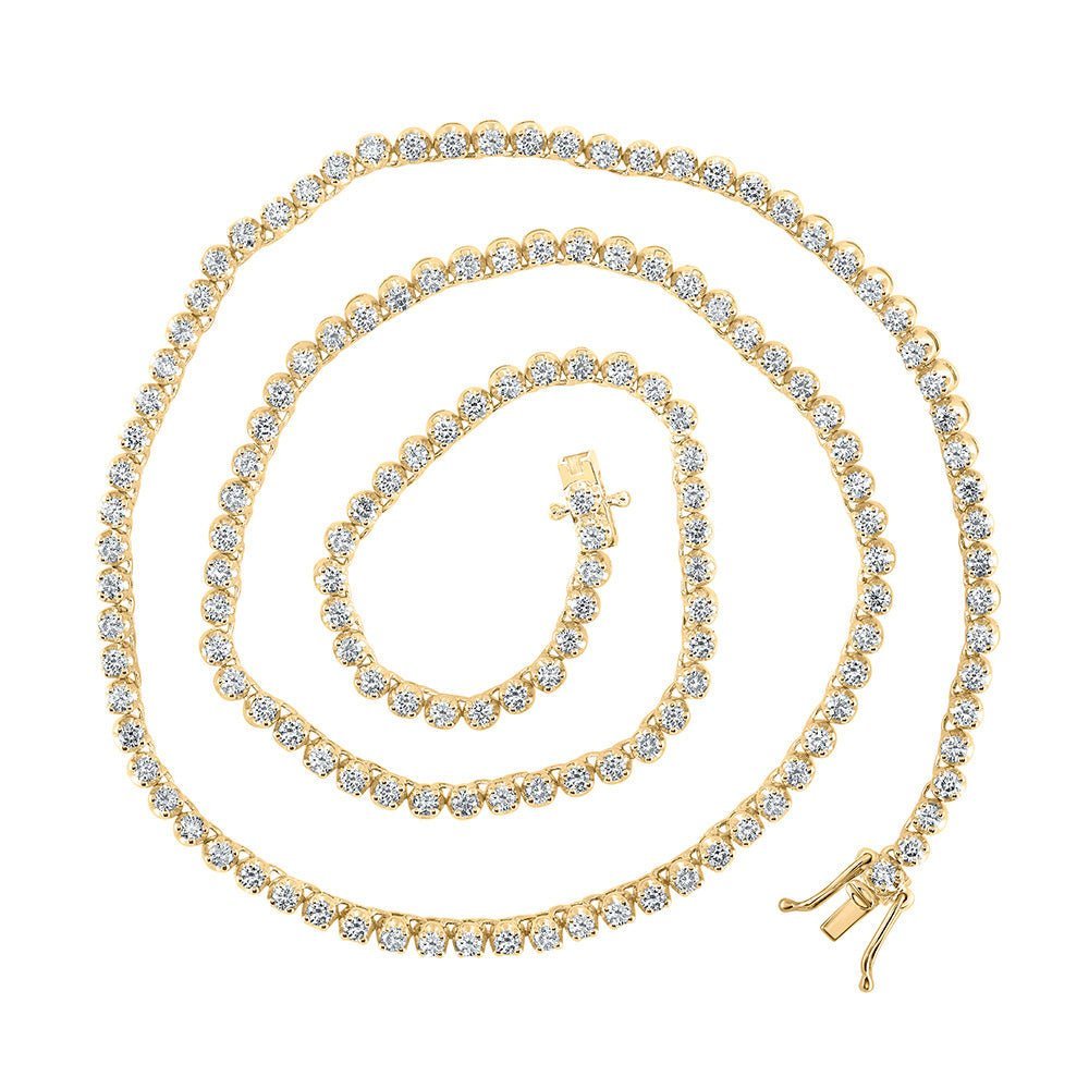 14kt Yellow Gold Men's Round Diamond Tennis Chain Necklace - Captivating Elegance - Splendid Jewellery