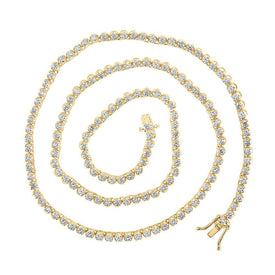 14kt Yellow Gold Men's Round Diamond Tennis Chain Necklace - Captivating Elegance - Splendid Jewellery