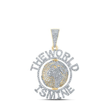 Load image into Gallery viewer, 14kt Yellow Gold Men's Round Diamond "The World Is Mine" Charm Pendant - 4 Cttw - Splendid Jewellery