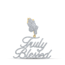 Load image into Gallery viewer, 14kt Yellow Gold Men's Round Diamond "Truly Blessed" Charm Pendant - 1 Cttw - Splendid Jewellery
