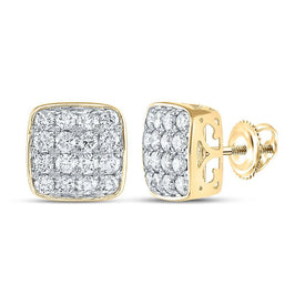 14kt Yellow Gold Men's Square Diamond Earrings - 1 - 1/2 Cttw | Exquisite Jewellery - Splendid Jewellery