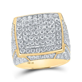 14kt Yellow Gold Men's Square Diamond Ring - Impressive 4 - 7/8 Ct.t.w. - Splendid Jewellery