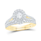 14kt Yellow Gold Oval Diamond Halo Bridal Wedding Ring Band Set - Eternal Elegance - Splendid Jewellery
