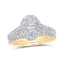 Load image into Gallery viewer, 14kt Yellow Gold Oval Diamond Halo Bridal Wedding Ring Band Set - Eternal Elegance - Splendid Jewellery