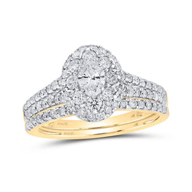 14kt Yellow Gold Oval Diamond Halo Bridal Wedding Ring Band Set - Eternal Elegance - Splendid Jewellery