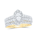 14kt Yellow Gold Oval Diamond Halo Bridal Wedding Ring Band Set - Eternal Splendor - Splendid Jewellery