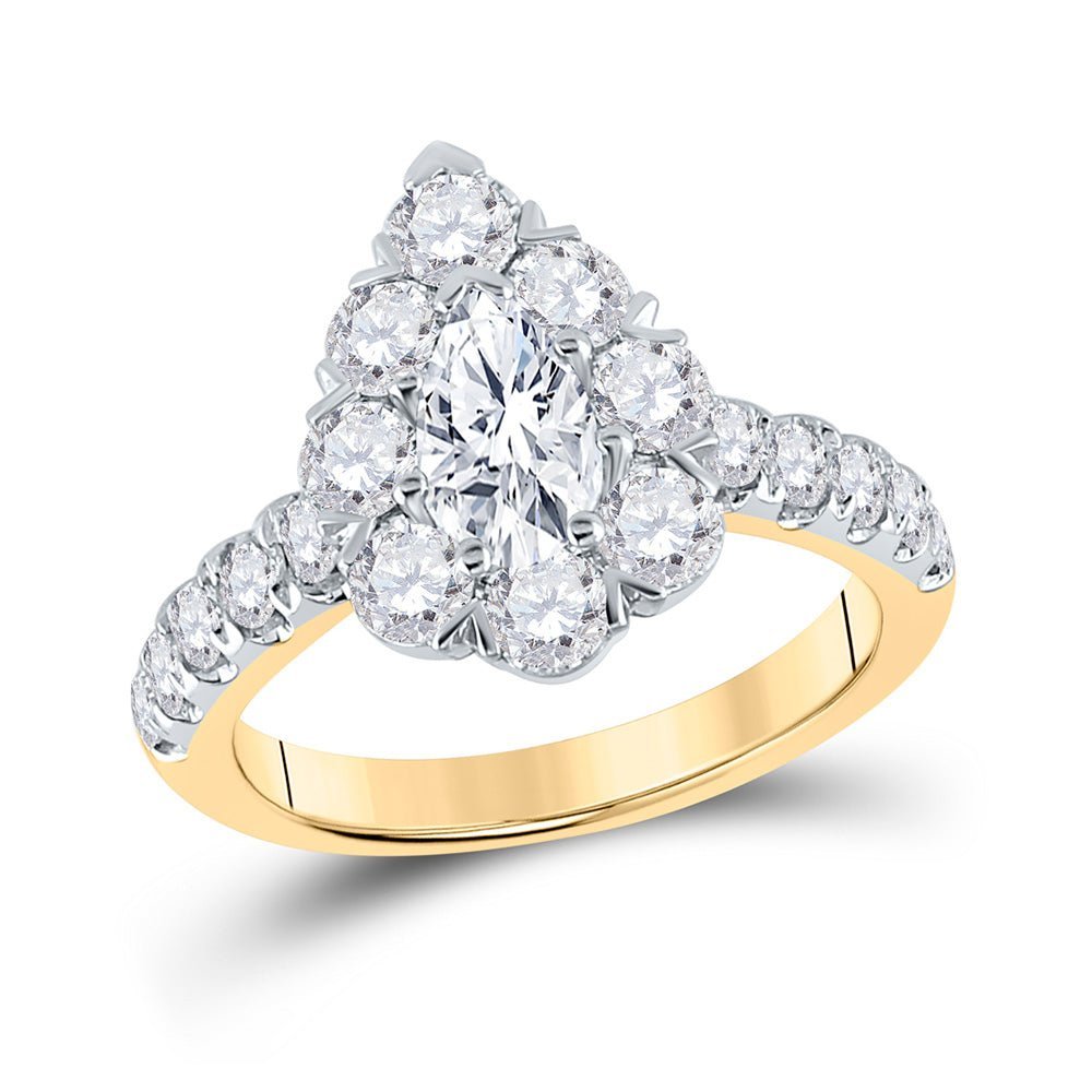 14kt Yellow Gold Pear Diamond Halo Bridal Wedding Engagement Ring: A Radiant Promise of Forever - Splendid Jewellery