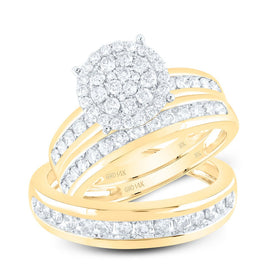 14kt Yellow Gold Radiant Love Diamond Wedding Set - Top View