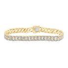 14kt Yellow Gold Round Diamond Cuban Link Bracelet - A Luxurious Statement Piece for Men - Splendid Jewellery