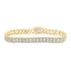14kt Yellow Gold Round Diamond Cuban Link Bracelet - A Luxurious Statement Piece for Men - Splendid Jewellery