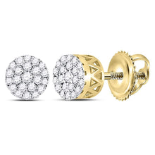 Load image into Gallery viewer, 14kt Yellow Gold Sparkling Diamond Circle Cluster Earrings  Top View from Splendid Jewellery