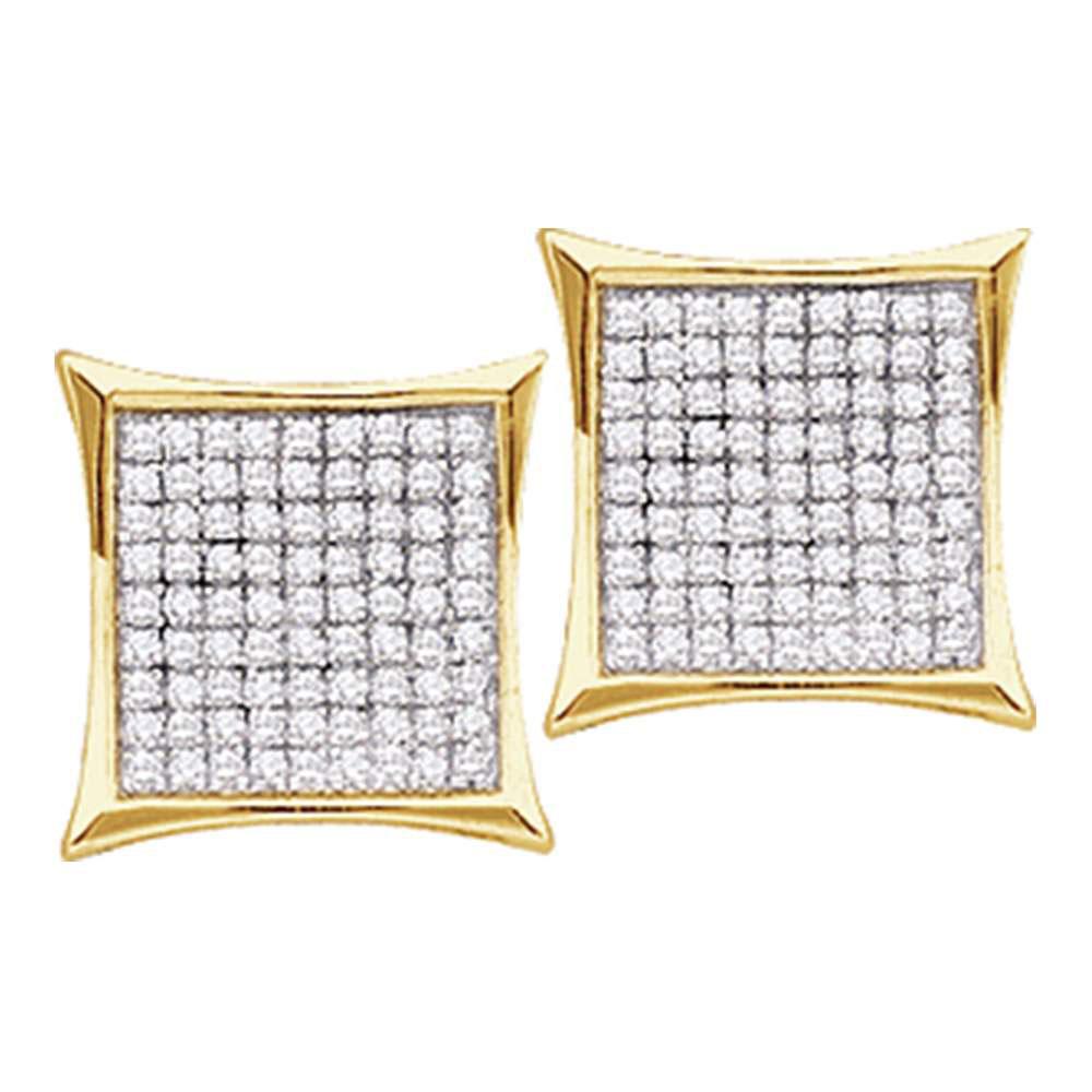 14kt Yellow Gold Square Cluster Diamond Earrings - Dazzling Brilliance and Modern Elegance - Splendid Jewellery
