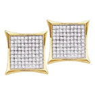 14kt Yellow Gold Square Cluster Diamond Earrings - Dazzling Brilliance and Modern Elegance - Splendid Jewellery