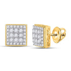 14kt Yellow Gold Square Diamond Earrings - 1 Carat Total Weight of Sparkling Brilliance - Splendid Jewellery