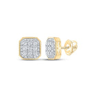 14kt Yellow Gold Square Diamond Earrings for Men - 1 Carat Total Weight - Splendid Jewellery