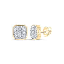 14kt Yellow Gold Square Diamond Earrings for Men - 1 Carat Total Weight - Splendid Jewellery