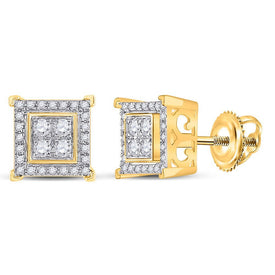 14kt Yellow Gold Square Diamond Earrings for Men - 1/3 Cttw of Brilliant Sparkle - Splendid Jewellery