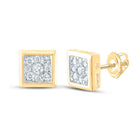 14kt Yellow Gold Square Diamond Earrings for Men - 1/4 Cttw of Sparkling Brilliance - Splendid Jewellery