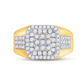 14kt Yellow Gold Square Diamond Men's Ring - 1 - 1/4 Cttw - Splendid Jewellery