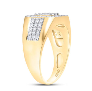 14kt Yellow Gold Square Diamond Men's Ring - 1 - 1/4 Cttw - Splendid Jewellery