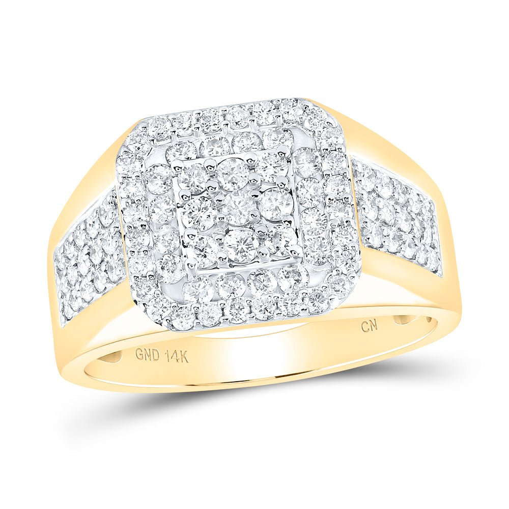 14kt Yellow Gold Square Diamond Men's Ring - 1 - 1/4 Cttw - Splendid Jewellery