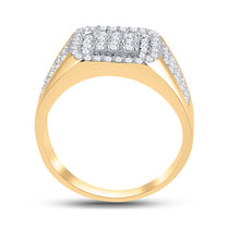 Load image into Gallery viewer, 14kt Yellow Gold Square Diamond Men&#39;s Ring - 1-1/4 Cttw - Side View
