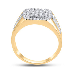 14kt Yellow Gold Square Diamond Men's Ring - 1 - 1/4 Cttw - Splendid Jewellery