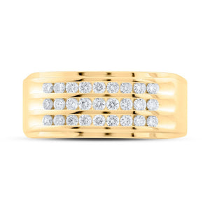 14kt Yellow Gold Triple Row Diamond Band Ring - 1/2 Cttw - Splendid Jewellery