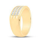 14kt Yellow Gold Triple Row Diamond Band Ring - 1/2 Cttw - Second Side View