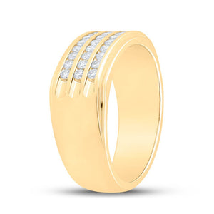 14kt Yellow Gold Triple Row Diamond Band Ring - 1/2 Cttw - Splendid Jewellery