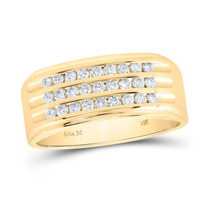 14kt Yellow Gold Triple Row Diamond Band Ring - 1/2 Cttw - Splendid Jewellery