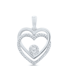 Load image into Gallery viewer, Sterling Silver Round Diamond Heart Pendant 1/10 Cttw - Splendid Jewellery