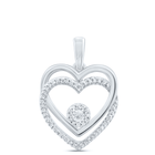 Sterling Silver Round Diamond Heart Pendant 1/10 Cttw - Splendid Jewellery