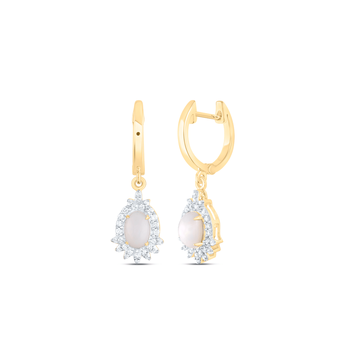 10K Yellow Gold Oval Opal Earrings - Splendid Jewellery