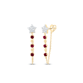 Ruby Earrings in 10K Yellow Gold with Fine Detail - Splendid Jewellery