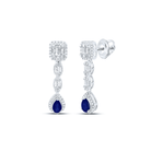 14K White Gold Gift - Ready Blue Sapphire Earrings with Fine Detail - Splendid Jewellery