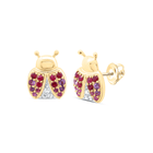 10K Yellow Gold Ruby Earrings 1/20 Cttw - Splendid Jewellery