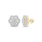 2 Carat Diamond Flower Cluster Earrings in 10kt Yellow Gold - Timeless Elegance and Sparkling Brilliance - Splendid Jewellery
