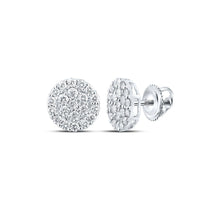 Load image into Gallery viewer, 2 Carat Round Diamond Cluster Earrings in 10kt White Gold for Men - Splendid Jewellery
