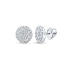 2 Carat Round Diamond Cluster Earrings in 10kt White Gold for Men - Splendid Jewellery