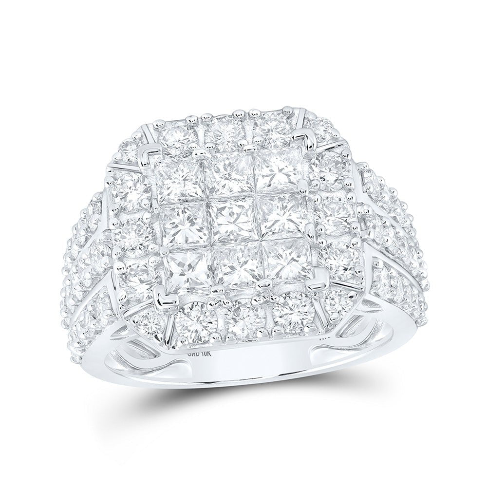 3 Carat Princess Diamond Square Ring in 10kt White Gold - Exquisite Elegance - Splendid Jewellery