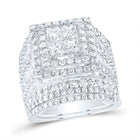 4 Carat Princess Diamond Square Bridal Wedding Ring Band Set - Top View