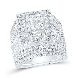 4 Carat Princess Diamond Square Bridal Wedding Ring Band Set | White Gold Majesty - Splendid Jewellery