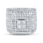 4 Carat Princess Diamond Square Bridal Wedding Ring Band Set - Front View
