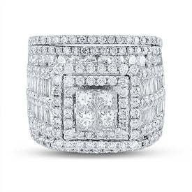 4 Carat Princess Diamond Square Bridal Wedding Ring Band Set - Front View