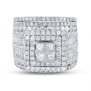 4 Carat Princess Diamond Square Bridal Wedding Ring Band Set | White Gold Majesty - Splendid Jewellery